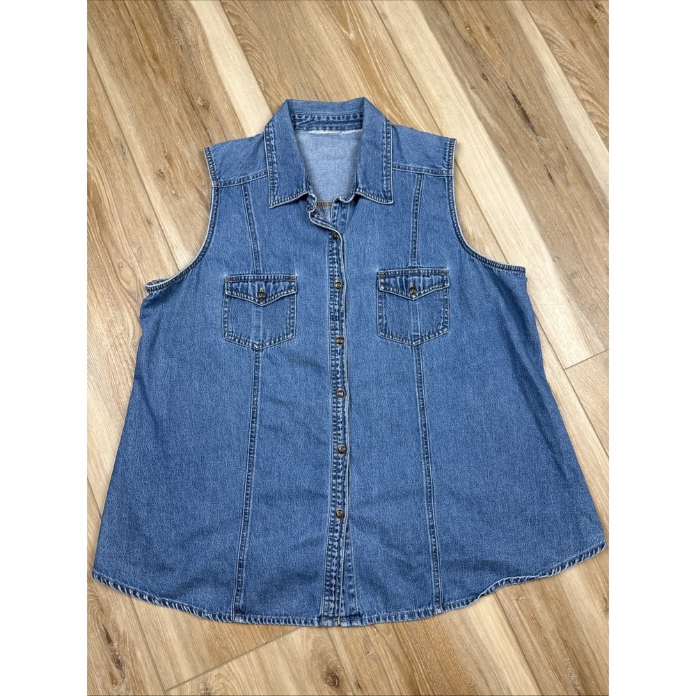 Women's Vintage 90's Y2K Button Up‎ Denim Tank Top